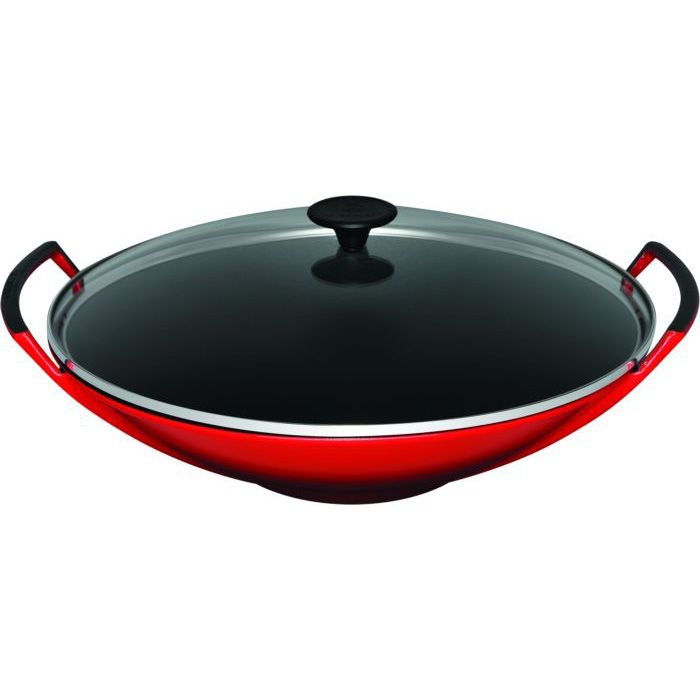 Le Creuset&reg; of America Cherry Red 4.75 Qt Wok w/ Glass Lid