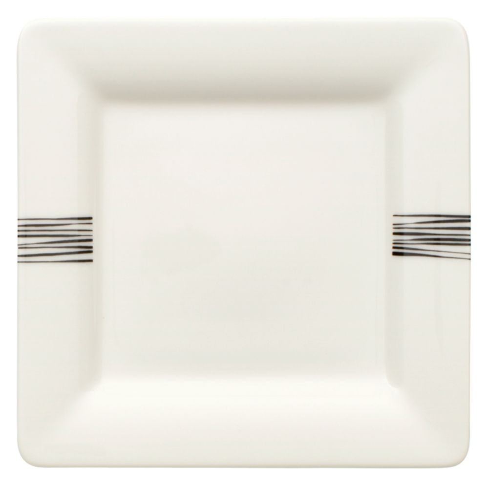 Black Lines Day Flat Square Plate, 6-1/4"