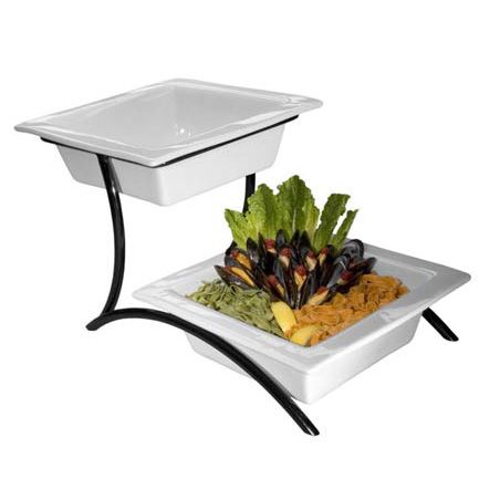 Gourmet Display&reg; Black 2-Tier BLOC Porcelain Bowl Stand