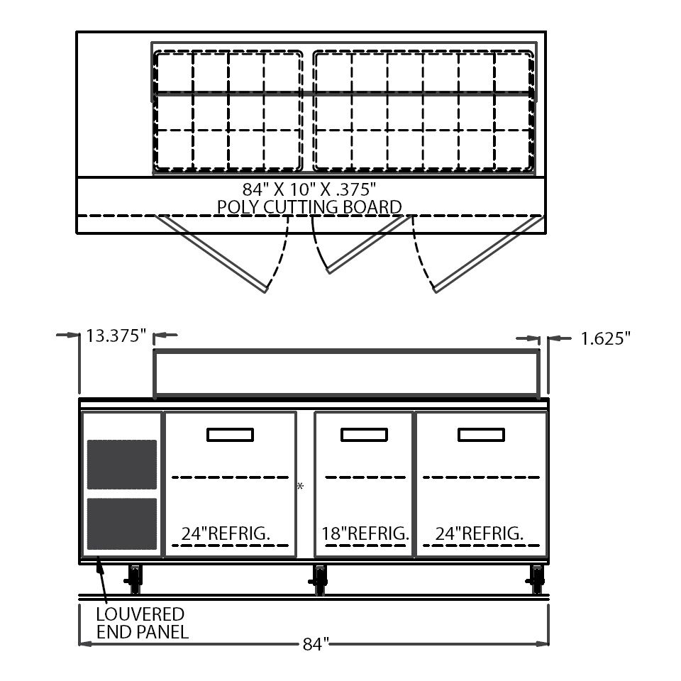 Randell&reg; 84" High Volume Saladtop Refrigerated Prep Table
