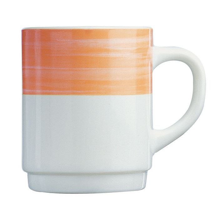 Cardinal Arcoroc Brush Opal&reg; 8 Oz. Stacking Mug with Orange Rim