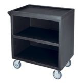 Cambro Enclosed Service Cart w/ Three 18 x 27 Shelves, 4 Swivel, Black