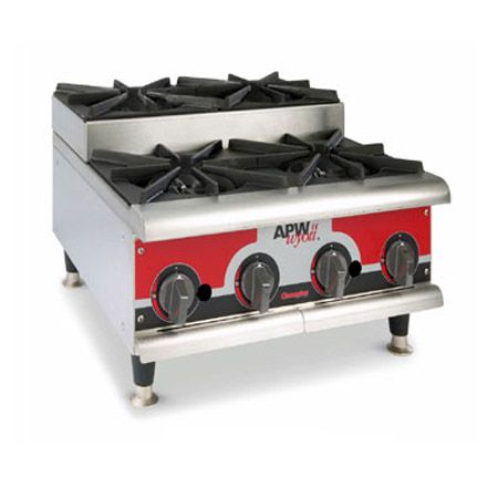 APW Wyott Stepped Series Champion Gas 4 Burner Hotplate, GHPS-4H