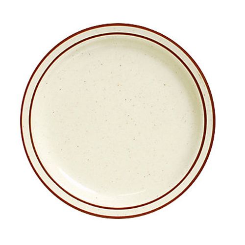 Tuxton&reg; Bahamas 10-1/2" Eggshell Plate With Brown Bands