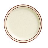 Tuxton&reg; Bahamas 10-1/2" Eggshell Plate With Brown Bands