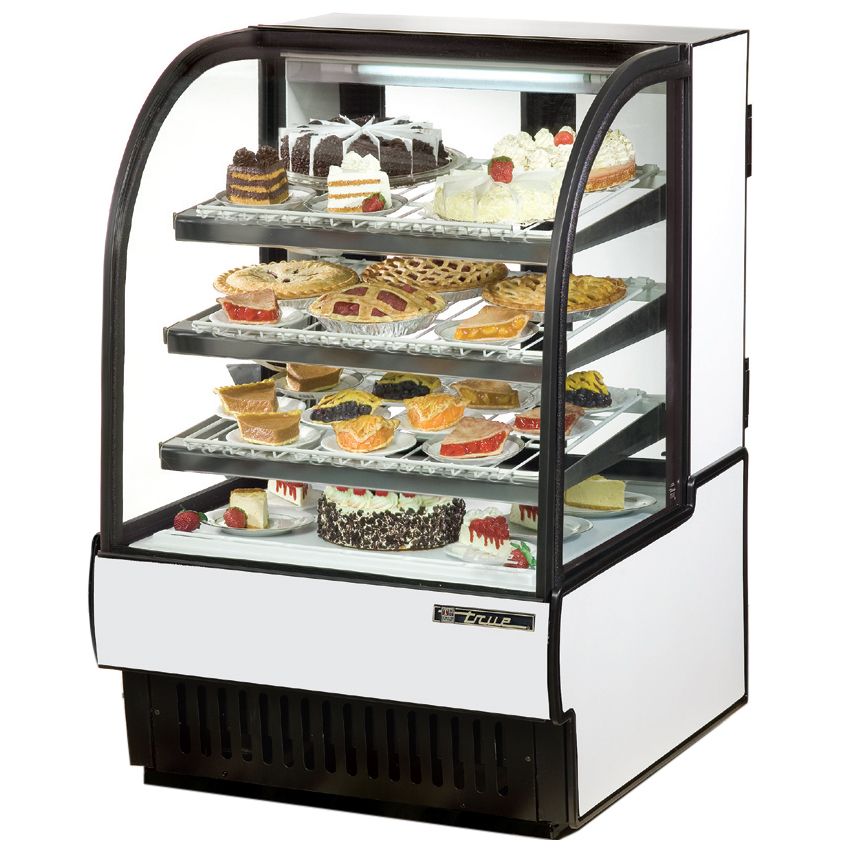 True&reg; White Curved Glass Refrigerated Bakery Case, 16.5 Cubic Ft