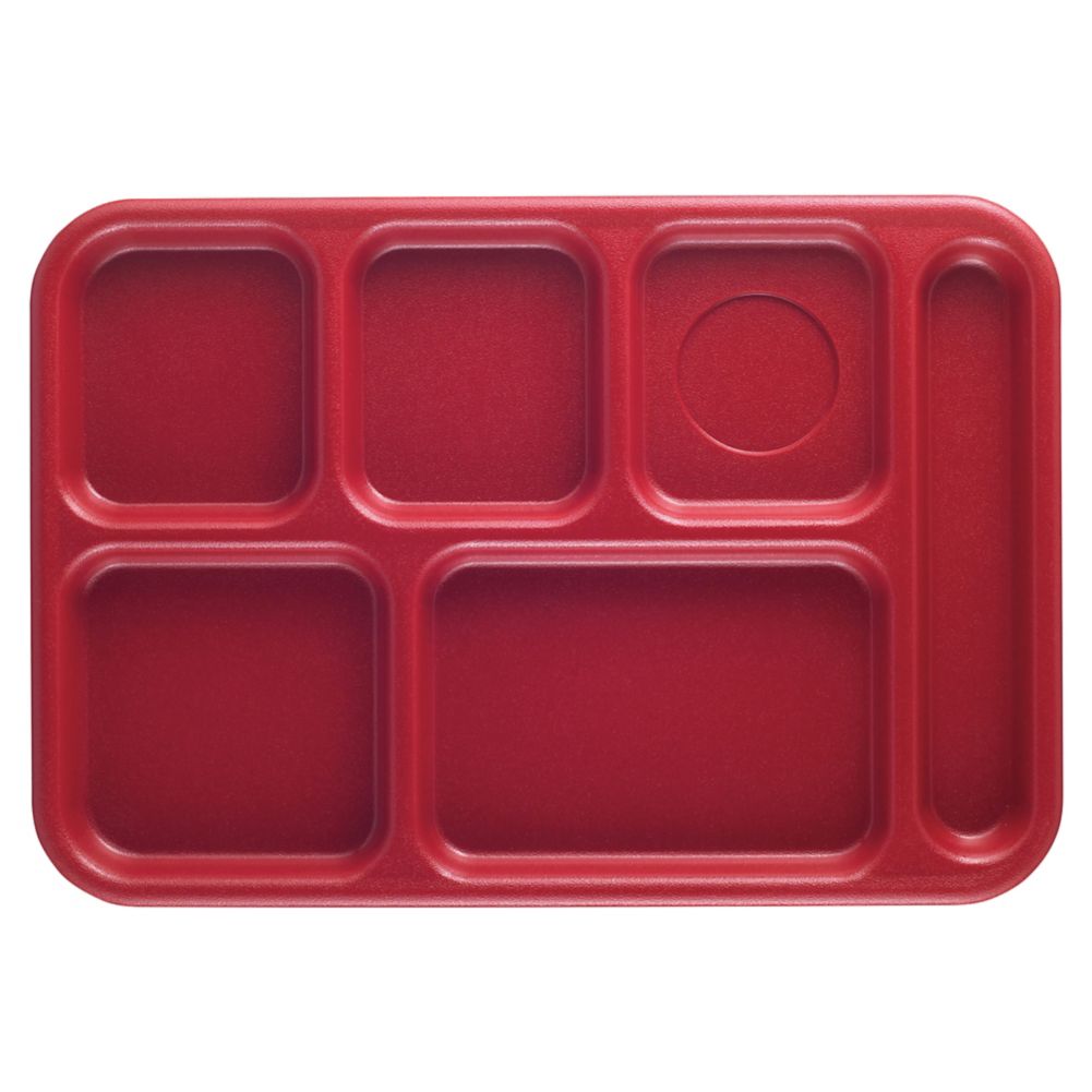 Cambro Red Budget 6-Compartment School Tray