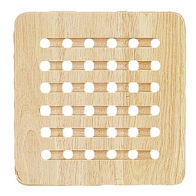 Natural Finish Wood Trivet, 8" x 8"