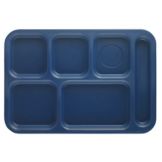 Cambro Navy Blue 10 in. x 14-1/2 in. 6-Comp Penny-Saver School Tray
