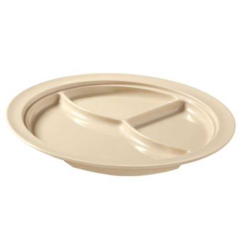 G.E.T. Supermel I&trade; Tan 3-Compartment 10" Melamine Plate