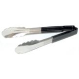 Jacob's Pride Color Coded Kool-Touch S/S Scalloped Tong, Black, 9-1/2