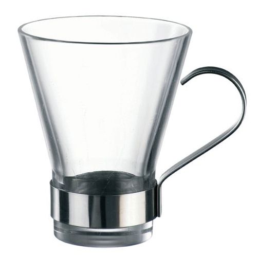Bormioli Rocco Ypsilon Cafe 11 Oz Coffee Glass w/ S/S Handle