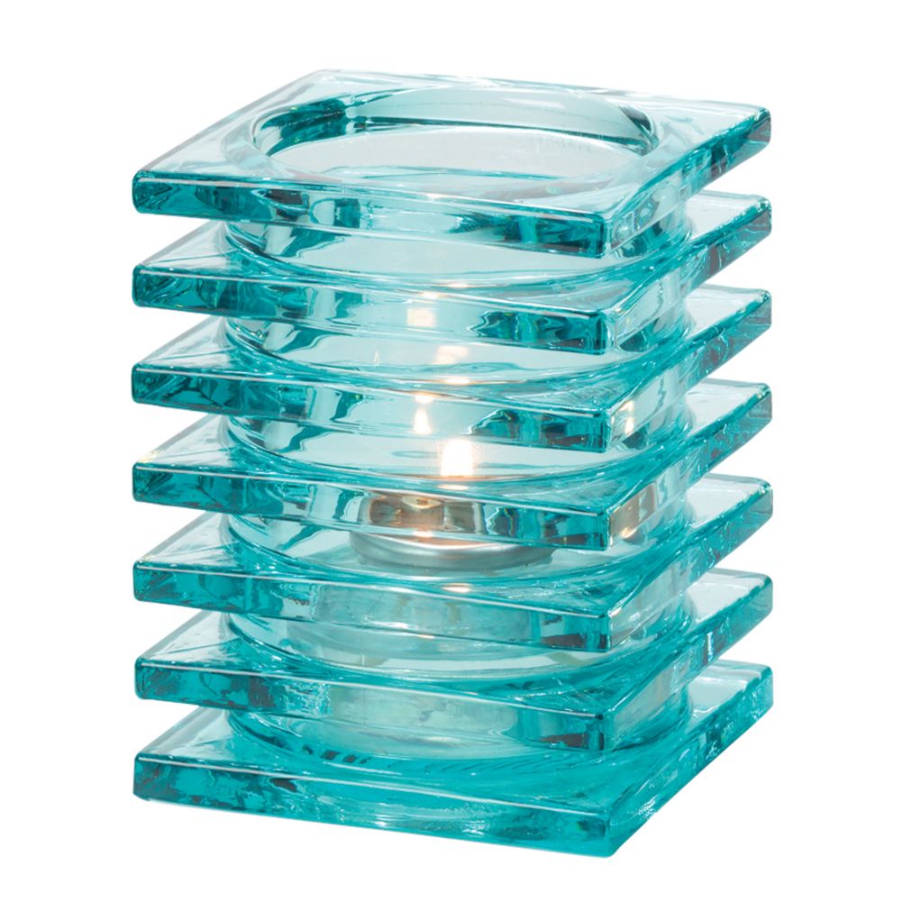 Hollowick Aqua Stacked Square Glass Block Lamp