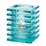 Hollowick Aqua Stacked Square Glass Block Lamp