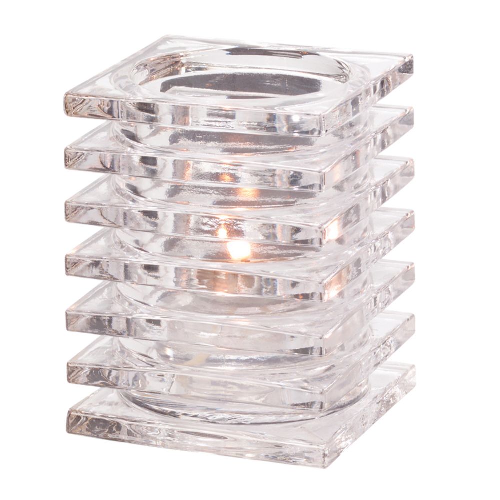 Hollowick Clear Stacked Square Glass Block Lamp