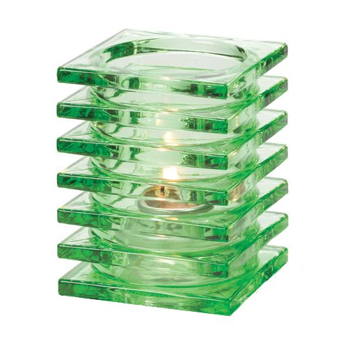 Hollowick Lime Green Stacked Square Glass Block Lamp