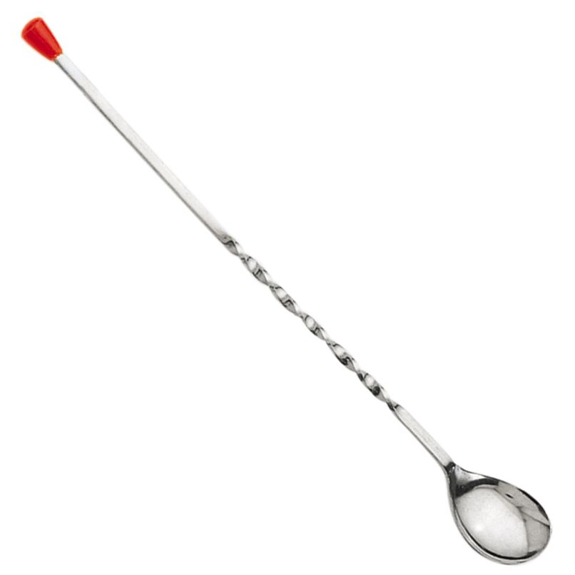 American Metalcraft S/S 10" Twisted Bar Spoon w/ Red Knob