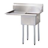S/S One Compartment Sink w/ Left Side Drain Board, 18 gal