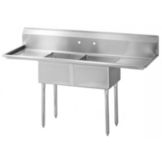 S/S Two Compartment Sink w/ Two Drain Boards, 18 gal