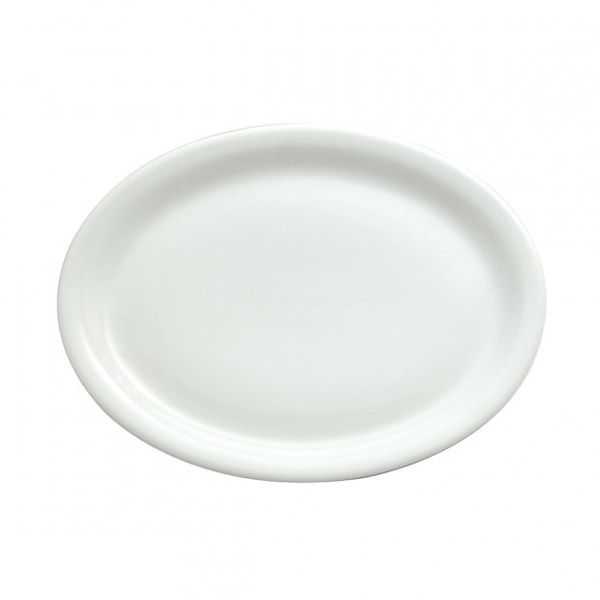 Oneida Delco Ceramicor Bright White Narrow Rim Oval Platter, 10"