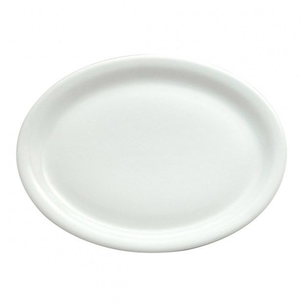 Oneida Delco Ceramicor Bright White Narrow Rim Oval Platter, 13"