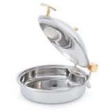 Intrigue&reg; Round Brass Trim Induction Chafer w/ S/S 6 Qt Pan
