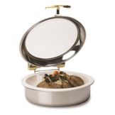 Intrigue&reg; Large Round S/S 6 Qt Induction Chafer w/ Porcelain Pan