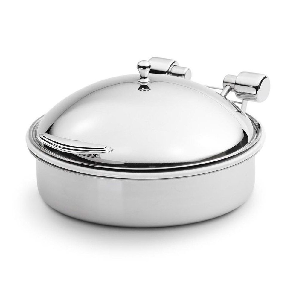 Intrigue&reg; Large Round S/S 6 Qt Induction Chafer w/ S/S Food Pan