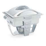 Maximillian Steel Half Size Rectangular Mirror Finish S/S Chafer, 4 Qt
