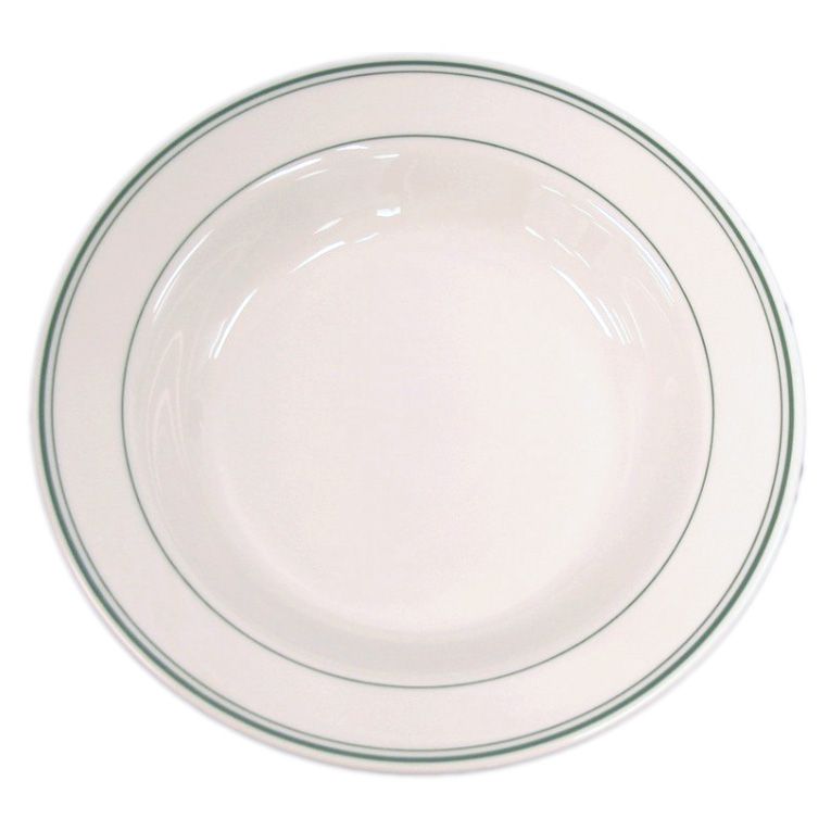 Homer Laughlin China Green Band RE 13 oz Rimmed Soup Bowl