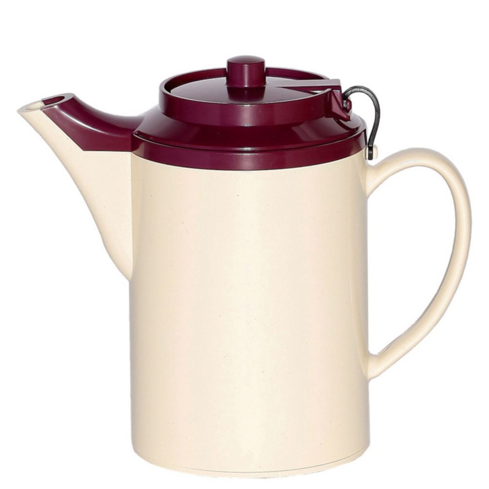 Service Ideas Plastic .5 Liter Stoneware / Burgundy Teapot w/ Tether