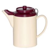 Service Ideas Plastic .5 Liter Stoneware / Burgundy Teapot w/ Tether
