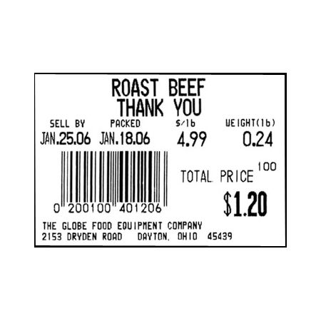 Globe Food Labels for GSP30A  / Case of 12 Rolls