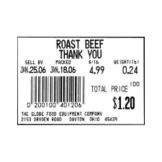 Globe Food Labels for GSP30A  / Case of 12 Rolls