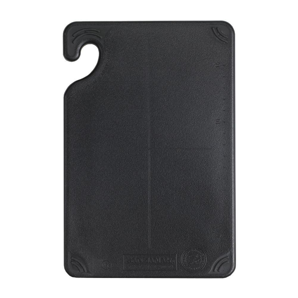 San Jamar&reg; Saf-T-Grip&reg; 6" x 9" Black Cutting Board