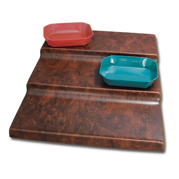 Delfin Mahogany Burl ABS Plastic 3-Tiered 24 x 30 x 4.5 Step Riser