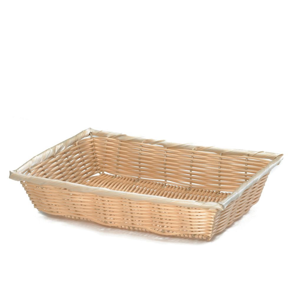 Tablecraft 10" Natural Rectangular Hand-Woven Plastic Basket
