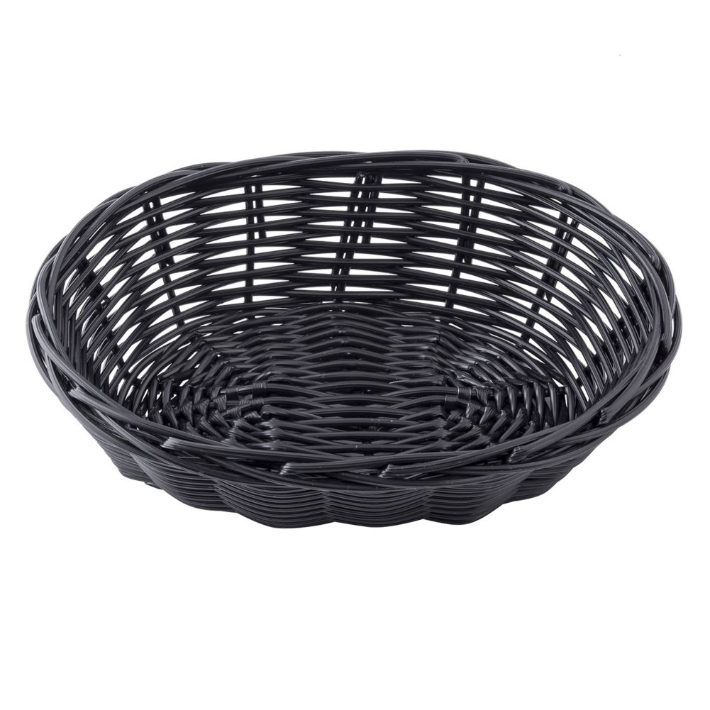 Tablecraft 7" x 5" Black Oval Woven Plastic Basket
