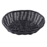 Tablecraft 7" x 5" Black Oval Woven Plastic Basket