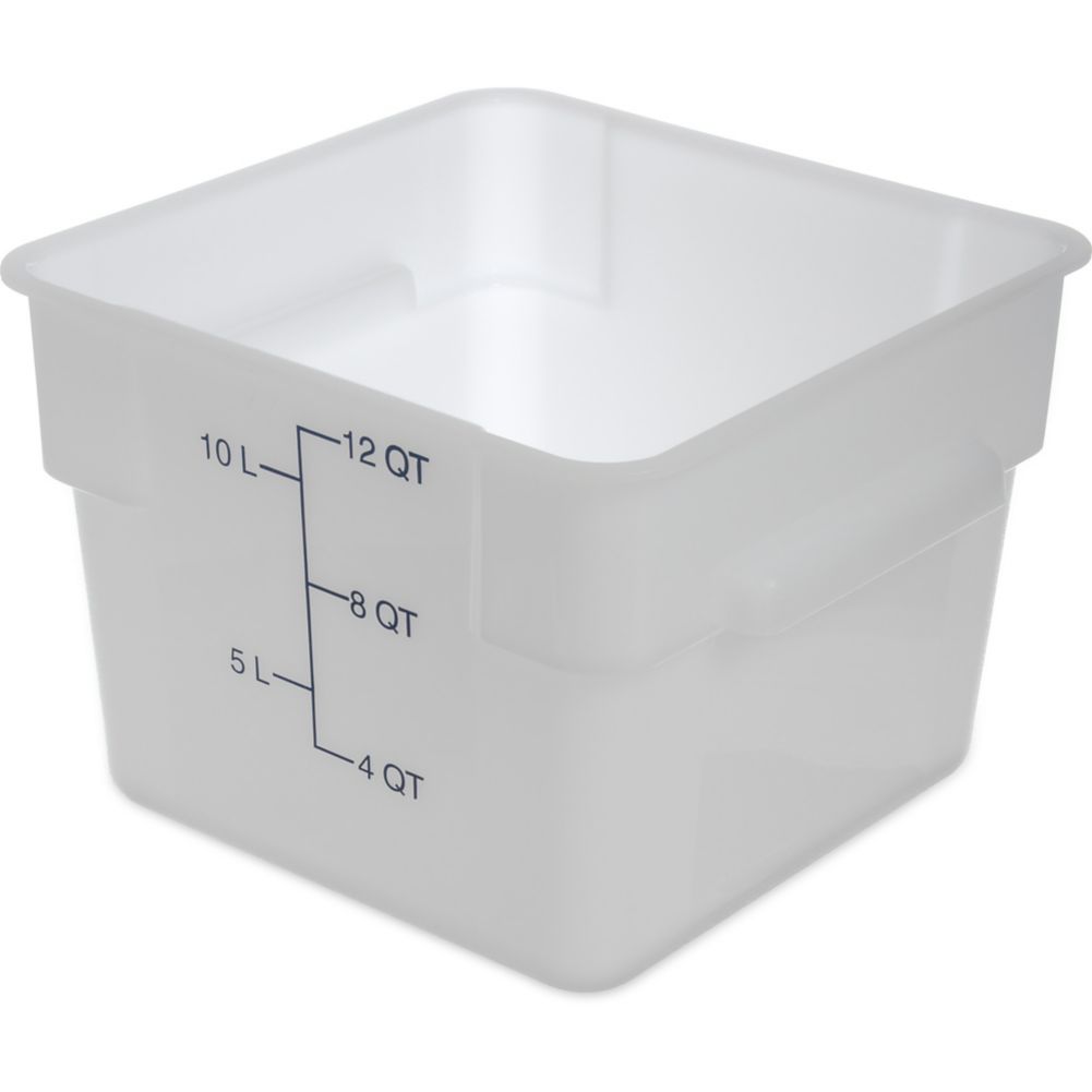 Carlisle Storplus&trade; White Square 12 Qt Food Storage Container