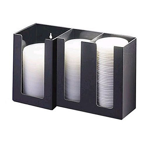 Cal-Mil&reg; Black 3 Compartment Modular Lid Organizer