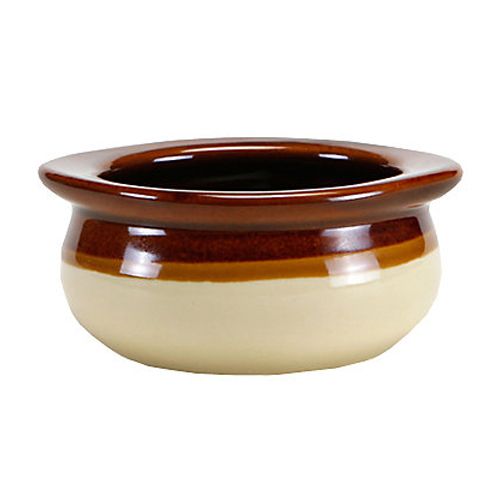 Tuxton&reg; 10 Oz. Caramel/Eggshell Onion Soup Crock