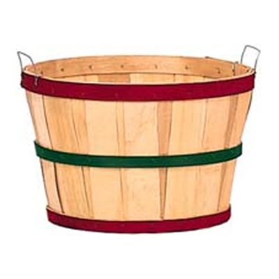 Natural & Red Bushel Basket, 18" x 12"