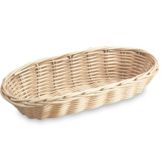 Oblong Plastic Rattan Basket, Tan, 9" x 3-1/2" x 2"