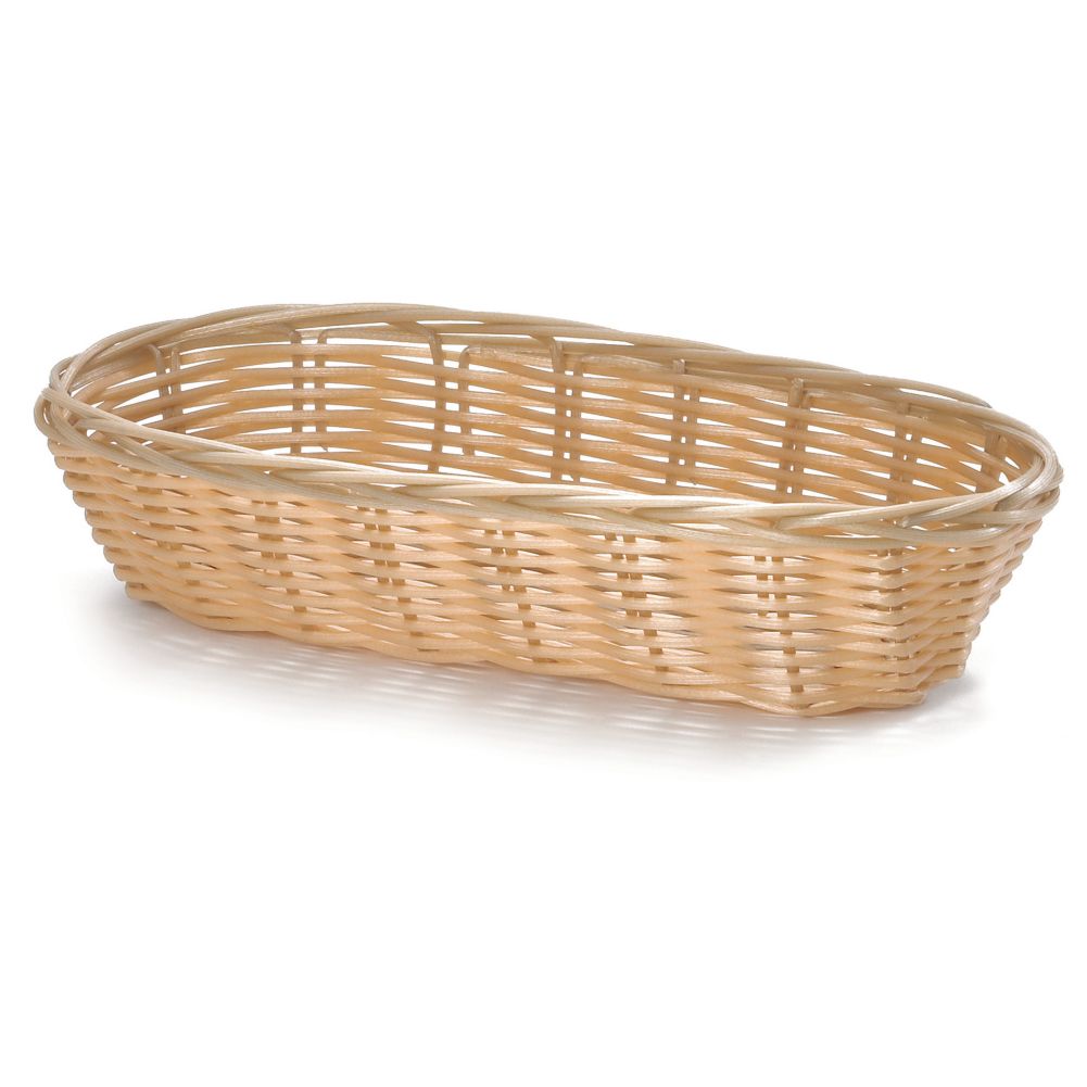 Tablecraft 9" x 3-1/2" Oblong Hand-Woven Plastic Basket