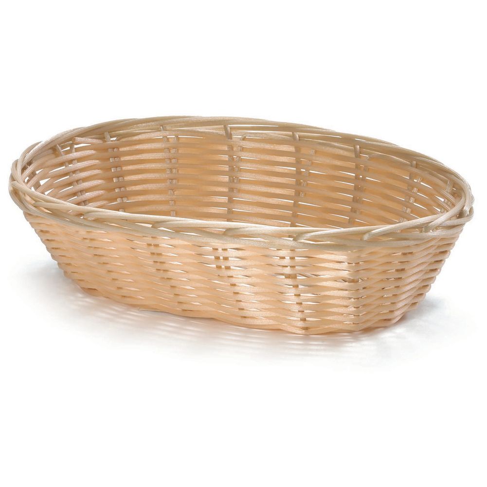 Tablecraft 9" x 6" Natural Oval Hand-Woven Plastic Basket