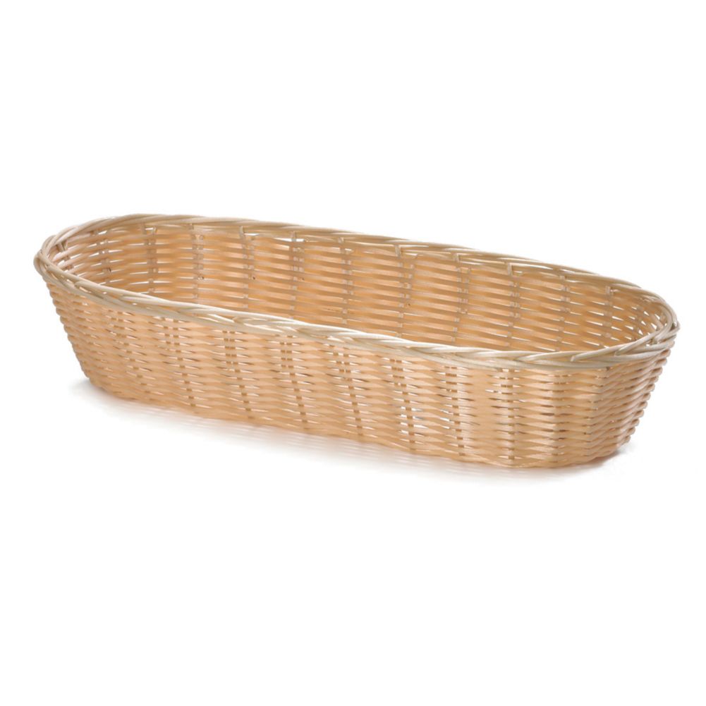 Tablecraft 15" x 6" Natural Oblong Hand-Woven Plastic Basket