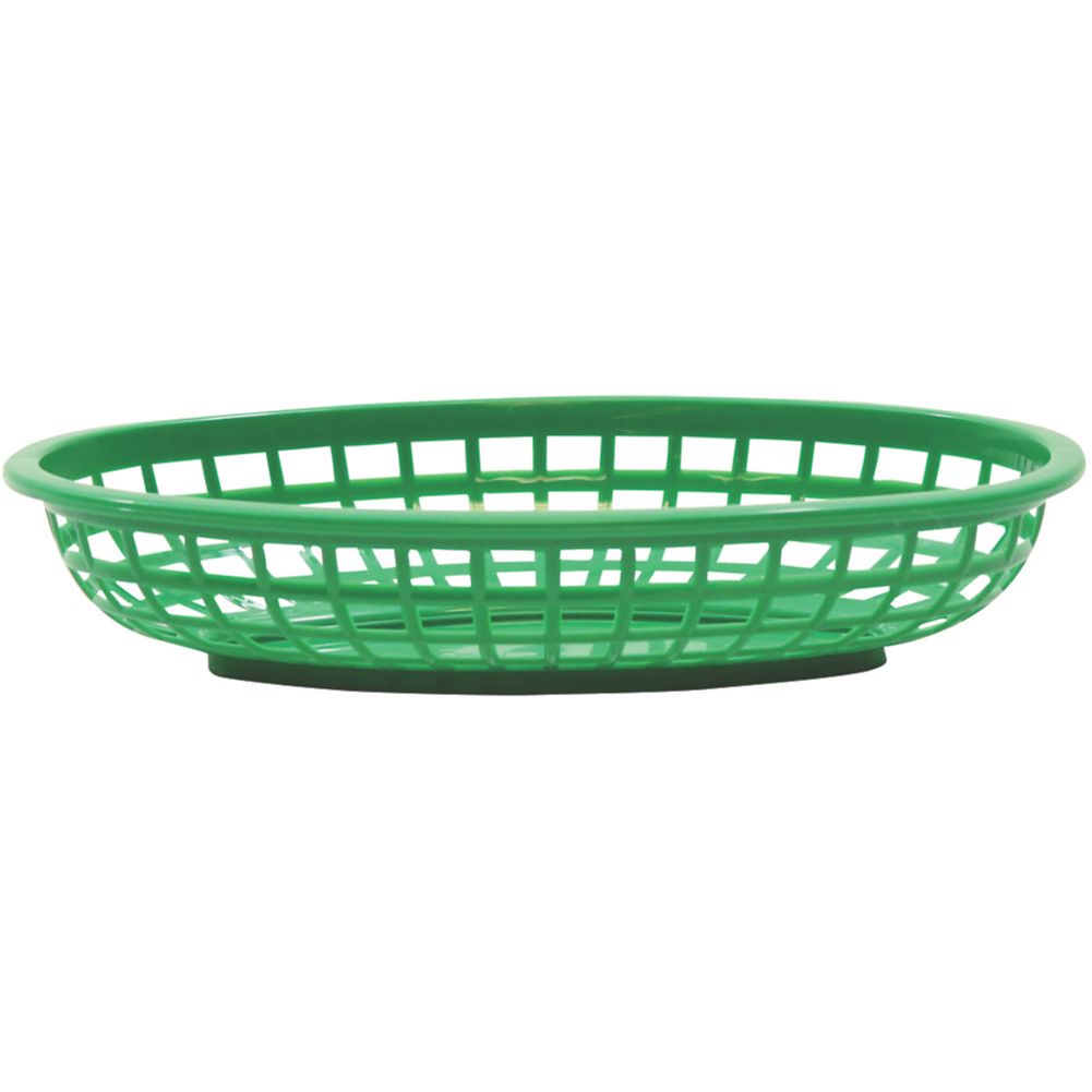 Tablecraft Green Polyethylene 9-3/8" x 6" Oval Basket