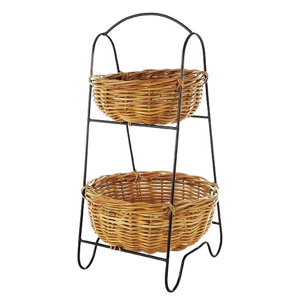 Two Tier Round Basket, Display Rack, 15" x 26"