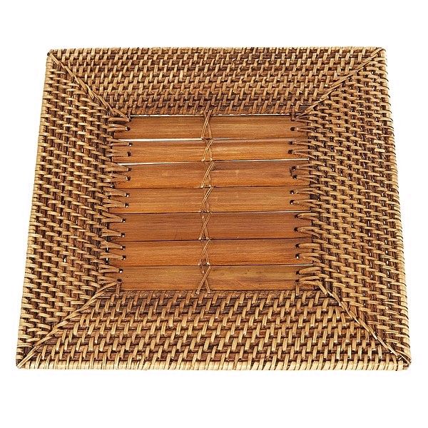 Rattan Square Charger, 12" x 12"